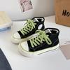 Tênis de Cano Alto de Lona Estilo Hong Kong Manga Head para Mulheres 2025 Outono Sola Grossa Sapatos Brancos Tênis Casuais de Cano Baixo Gd55