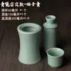 Calentador de vino amarillo de cerámica, Calentador de vino de estilo tradicional, Olla de vino de media libra para uso doméstico, Vasos de vino blanco de 0.1 kg, Calentador de vino estilo chino, Set de vino