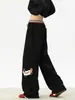 Pantalones Deportivos de Peso Pesado Estilo Americano con Bordado de Teckel para Hombre, Temporada de Primavera, Cintura con Diseño Único, Pierna Ancha y Fluida
