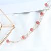 Venta al por mayor de fábrica pulsera de cristal de fresa natural para mujer oro de 14k diseño simple doble cadena regalo para novias