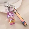 Pingente de chave de coelho fofo de acrílico colorido boneca de coelho requintada chaveiro de carro ornamentos de mochila atacado