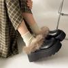 2025 Nuevas Zapatillas de Algodón de Moda para Invierno Zapatos Peludos de Suela Gruesa con Punta de Dedo Forradas de Felpa Cálidas de Una Pierna Elevadoras Zapatos de Nieve