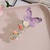 Novo Estilo Floresta-Temático Laço de Cabelo Trança Bolha de Borboleta, Doce Flor Rosa Anel de Cabelo Fio de Telefone, Ferramenta de Alta Qualidade para Trançar Rabo de Cavalo