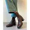 Primer Encuentro: Botines de Tacón Grueso para Mujer Ji Fang, Nueva Colección Otoño/Invierno 2026, Botas Versátiles Adelgazantes, Elegantes Botas Martin de Tacón Alto