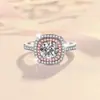 Anillo de Moissanita Nuevo de Verano Cross-Border Gra, Popular en Europa y América, Anillo de Plata de Ley 925 de Lujo a la Moda con Forma Cuadrada