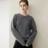 Chegada Outono/Inverno Novo Suéter Feminino de Cashmere 100% Espesso de Três Fios e Cinco Agulhas com Gola Redonda, Malha Solta, Manga Longa, Cor Sólida, Quente