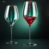Copa de Cristal Rojo para Vino Tinto Copa de Champaña Elise Patrón de Espejo con Borde Dorado Copa de Cáliz Hecha a Mano