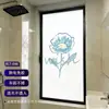 Película de Vidrio Esmerilado para Baño con Líneas Florales Azul-Verde Pegatina Translúcida de Ventana de Alta Gama para Baño