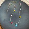 Dulce y Fresca Cadena de Collar con Colgante de Estrella de Cuentas de Colores Dopamina para Mujer 2026 Nuevo Estilo Cadena para el Cuello Versátil Cadena para la Clavícula para el Trayecto Diario
