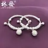Palácio das Crianças Pulseira de Sino prata de lei 990 com Sino estilo étnico flor de ameixa joia de prata para bebê lua cheia presente