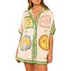 Comércio Exterior Transfronteiriço Verão 2026 Europeu e Americano Roupas Femininas Aliexpress Camisa Shorts Conjunto Estampado Solto Casual Conjunto de Duas Peças