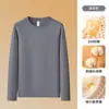 Camiseta de manga larga con cuello redondo, cepillada por ambos lados, de Sorona, 310g, para hombre, Nueva Camiseta Base de Algodón de Fibra Larga de Otoño e Invierno de Alta Gama para Hombre