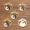 Accesorios para Joyería de Aleación DIY KC Oro Esmalte Goteado Encanto Fruta Fresa Sandía Cereza Colgante Redondo Calado