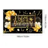 Novos adereços de decoração de aniversário transfronteiriços: Bandeiras decorativas de poliéster 100D, tecido para fundo de aniversário, faixas e dísticos personalizados