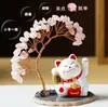 Adorno de Árbol de la Fortuna de Cristal Gato de la Suerte para Prosperidad del Hogar Automático Solar Agitando Abriendo Fortuna Pequeño Regalo