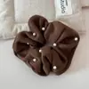 Nuevo Scrunchie de Perlas para Otoño e Invierno Versátil Diadema de Alta Gama Accesorio para el Cabello de Color Sólido para Mujeres