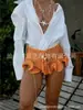 Shorts Calados de Ganchillo Hechos a Mano para Mujer, Verano Playa Vacaciones Volante Borla Lazo Tejido Shorts de Playa para Chicas Calientes