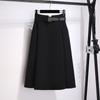 Traje Falda Mujer Largo Medio 2024 Verano Nuevo Estilo Cubre Caderas Aspecto Adelgazante Cintura Alta Falda A-Line con Vuelo Grande