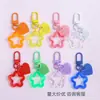 Llavero con hebilla de puerta giratoria, colgante de pentagrama y corazón transparente de colores, accesorio hecho a mano para bolsos