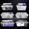 Mesa de ensalada ranurada tienda de té con leche comercial mesa refrigerada para pizza vitrina de exhibición para pesca de frutas refrigerador de platos pequeños banco de trabajo de conservación