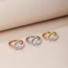 Anillo de viento mixto estilo francés Red social para mujer moda todo-partido Anillo geométrico de circón dorado Electrochapado de 18 quilates no se decolora