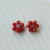 Estilo elegante ins todo-combinable tejido color de contraste flor diy accesorios acrílicos aretes pasador material para funda de teléfono al por mayor