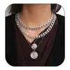 Collar de Cadena Cubana en Capas Transfronterizo Cadena Gruesa Cierre OT Personalizado Estilo Hip-Hop Punk Joyería para Mujer