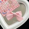 Horquilla de lazo a cuadros estilo japonés y coreano con clip de pico de pato de cola de caballo doble suave para niña, accesorios para el cabello con forma de corazón para niña, clip lateral