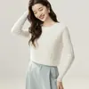 Sencillo y versátil~Suéter de punto trenzado 100% cachemira pura para mujer, jersey de cuello redondo, capa base adelgazante
