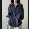 Camisa de Manga Larga a Rayas para Mujer 2026 Otoño Nuevo Estilo Casual Holgada Adelgazante Top con Caída