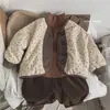 Artístico~Estilo Bosque retro chaqueta acolchada de algodón cepillado para niños unisex bebé abrigo corto de algodón de un solo pecho ropa de algodón invierno