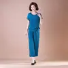 Elegante Conjunto de Verano para Mamá de Manga Corta, Moderna Camiseta de Gasa, Blusa Ligera para Mujeres Jóvenes, Top para Mujeres de Mediana Edad y Mayores