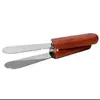 Fábrica en stock mango de madera acero inoxidable cuchillo para untar mermelada crema raspador de queso cuchillo para mantequilla herramienta para hornear