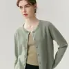 Estilo minimalista~Suéter cardigã de gola redonda 100% caxemira pura feminino solto malha simples cor sólida peça externa top