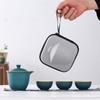 Juego de té de viaje celadón traje portátil una tetera tres tazas coche exterior tetera regalo
