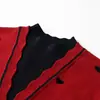 Suéter de Punto Rojo con Forma de Corazón para Mujer, Nuevo Estilo Primavera Temprana 2026, Falso Dos Piezas, Cuello Semi Alto, Elegante Top de Lana