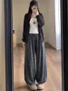 Pantalones de punto tipo linterna de color gris oscuro, corte relajado para mujer, nueva colección otoño 2026, cintura alta, adelgazantes, holgados y con caída fluida, perfectos para uso casual