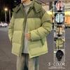 Chaqueta de Algodón con Cuello Alto para Hombre Invierno 2025 Nuevo Estilo Hong Kong Engrosada Cálida Holgada Casual Moderna Chaqueta de Algodón para Pareja