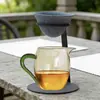 Coador de Chá Redondo Cerâmico Não Poroso, Filtro de Chá Simples e Portátil, Conjunto de Chá Kung Fu, Filtro de Chá Integrado e Xícara de Compartilhamento para Preparar Chá