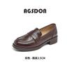 Mocasines Augu Shiden Marrones para Mujer 2026 Nuevo Otoño Estilo Británico Retro Zapatos Pequeños de Cuero Zapatos Negros para el Trabajo