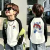 Camiseta de Manga Larga con Retazos para Niños Niños Otoño/Invierno De Rong Capa Base Cepillada 2026 Nuevo Top para Niños