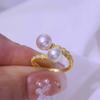 Anillo de Serpiente Doble Bola de Plata de Ley 925 Nicho Gama Alta Lujo Accesible Diseño Anillo Abierto Soporte Vacío Accesorios DIY No se Desvanece