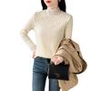 Camisa base de renda com lixamento de gola alta feminina com forro de fleece nova coleção outono e inverno 2024 estilo estrangeiro top pequeno de malha feminina