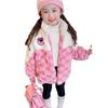 Suéter cálido de invierno para niña con forro polar a cuadros estilo occidental ropa de invierno para ocho estaciones oso fresa de dibujos animados para bebé niña para exterior