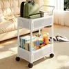 Carrito Pequeño Estante de Almacenamiento para Dormitorio Bocadillos Libros Estante de Almacenamiento Multicapa Cocina Baño Estante de Almacenamiento Móvil para Huecos