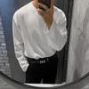 [Grande Promoção] Camiseta de Manga Comprida de Outono para Homens, Camiseta de Gola Redonda Estilo Coreano Trbottomyy, Camisa Solta de Camada Interna para Meninos