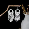 Pendientes estilo étnico borla largos minoría Miao pendientes de plata retro étnicos pendientes de viaje Miao mujer transfronterizos europeos y americanos