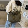 Bolsa Tote de Gran Capacidad para Estudiantes, Bolso de Hombro Trendy Estilo Coreano Acolchado de Algodón, Bolso de Mano Suave y Acogedor