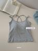 11020 # Roupa Íntima Essencial com Alças Duplas, Camisola Pequena, Estilo Coreano Recorte Cruzado Alças Lindas, Top com Bojo para Mulheres