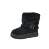 Zapatos cálidos de algodón con suela gruesa 2026 invierno talla grande comercio exterior forrados de felpa engrosados slip-on gamuza botas de nieve para mujer